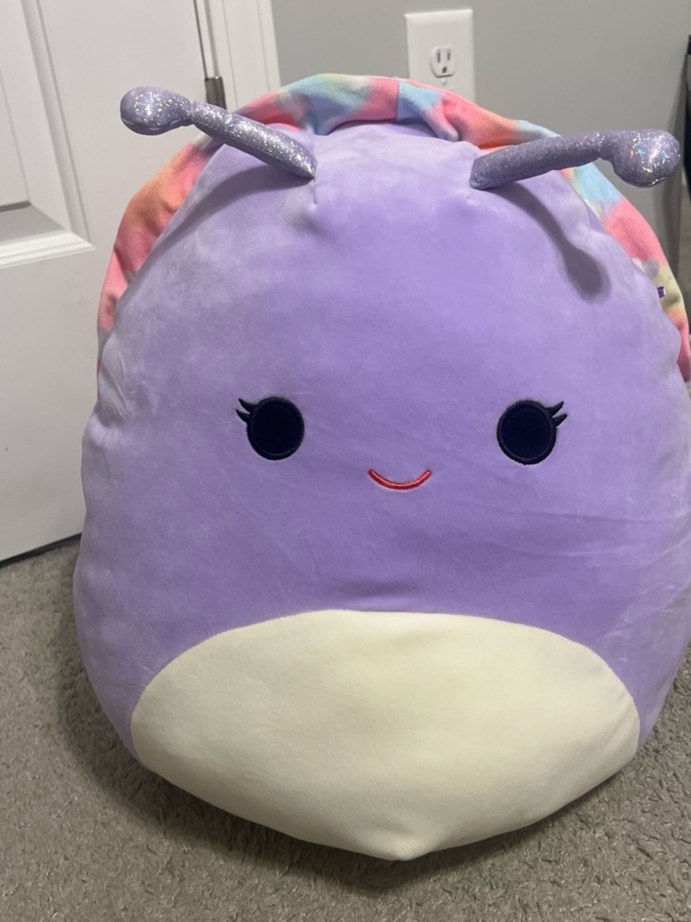JUMBO Snail Squishmallow Purple Plush with Cream Belly and Pastel Accents